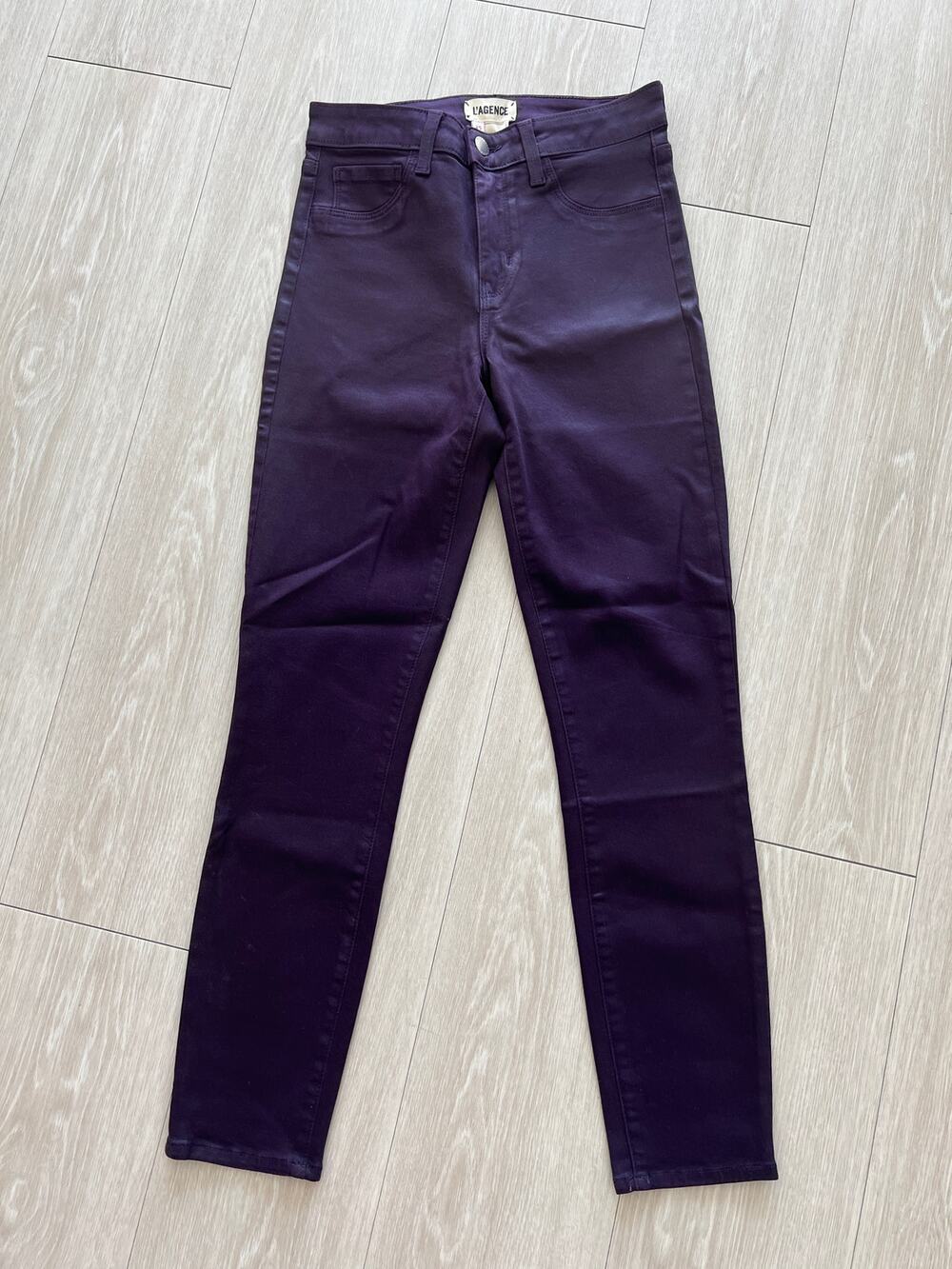 L’Agence Coated Jeans Womens Size 25 Fits Small Dark Purple